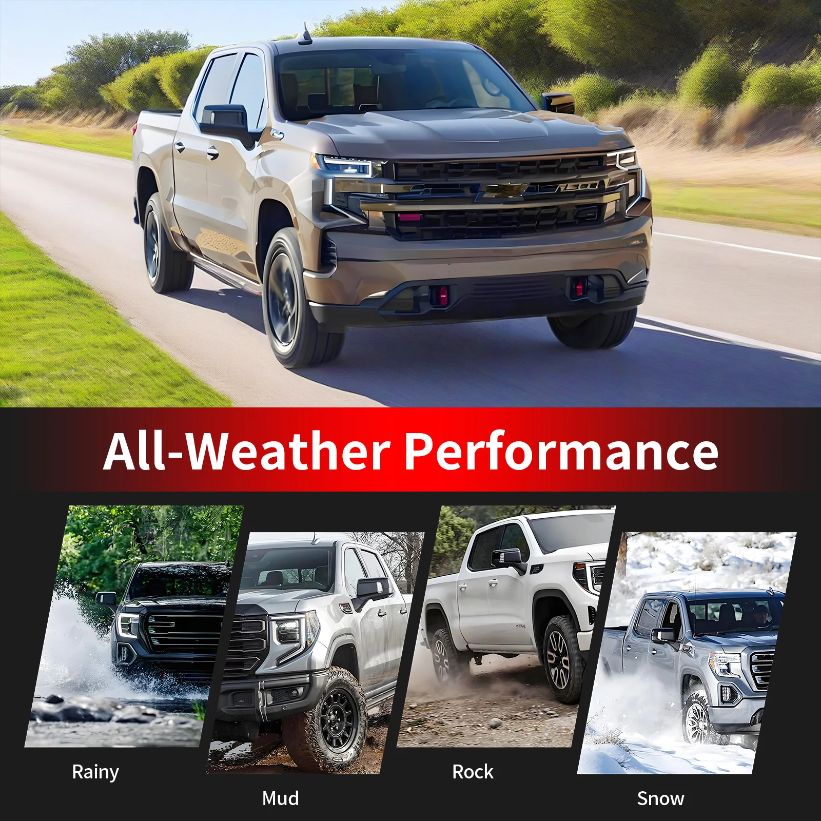GMC Sierra 2019-2025 액세서리 용 6PCS 머드 가드 GMC Sierra 1500 용 맞춤형 전면 및 후면 머드 플랩, 모든 날씨 긁힘 방지
