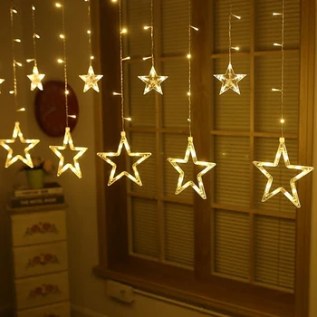 3.5M Star Curstain LED String Fairy Lights 138 LEDs Christmas Lights For Home Bedroom Window Outdoor Party Holiday Decoration 1