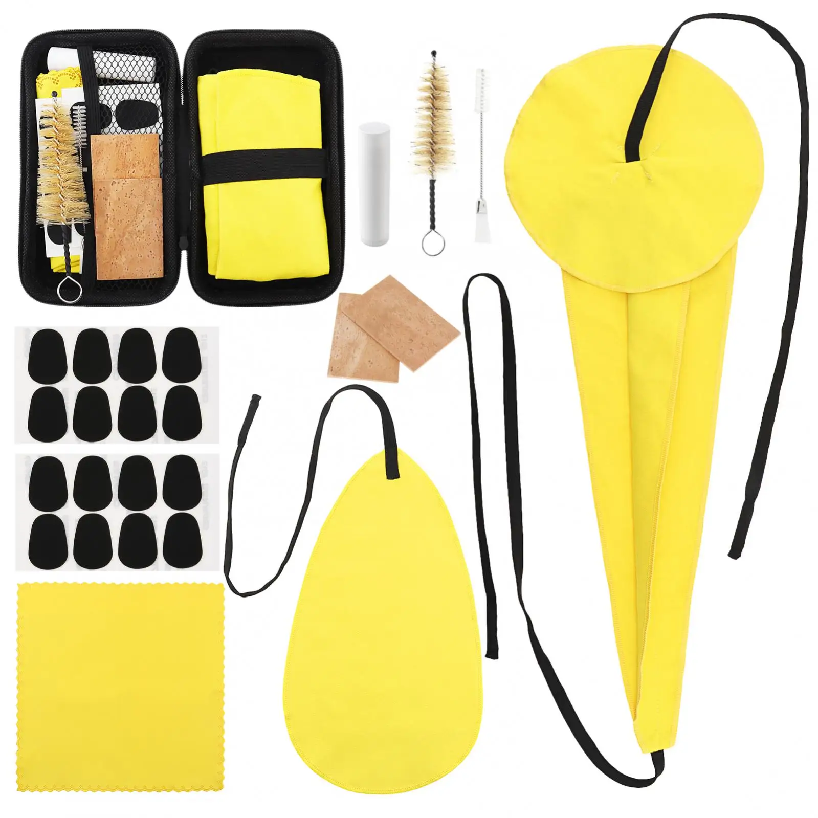 Microfiber Cotton Saxophone Cleaning Cloths Kit with Mouthpiece Brush Cushions Neck Corks Cork Grease Storage Case saxophone accessories saxophone cleaning tools
