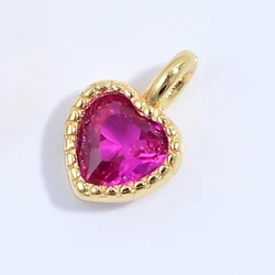 Sterling Silver Mini Heart Charm for DIY Jewelry Accessories (Gold rose red)