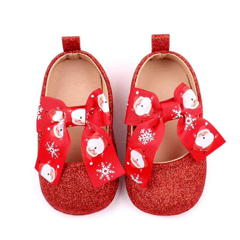 Infant Baby Girls Moccasins Glitter Bowknot Soft Sole Flat Shoes Prewalker Anti-Slip Shoes First Walker