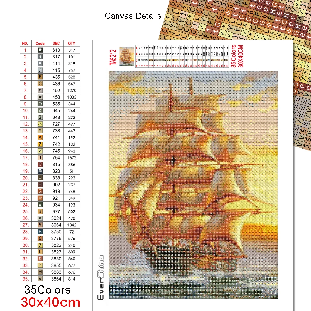 Evershine Diamond Painting Full Drill Square Landscape Sailboat Diamond Embroidery Scenery Cross Stitch Kit Mosaic Bead diamond painting,diamond painting accessories