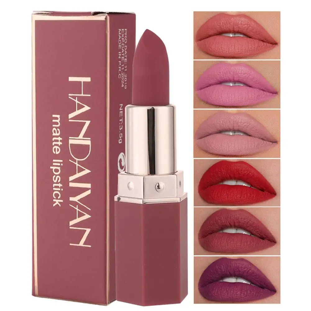 

6Colors Matte Lipstick Long Lasting Waterproof Lip Finish Velvet Highly Classic Smudge-free Lip Stick Tint Makeup Pigmented L7A8