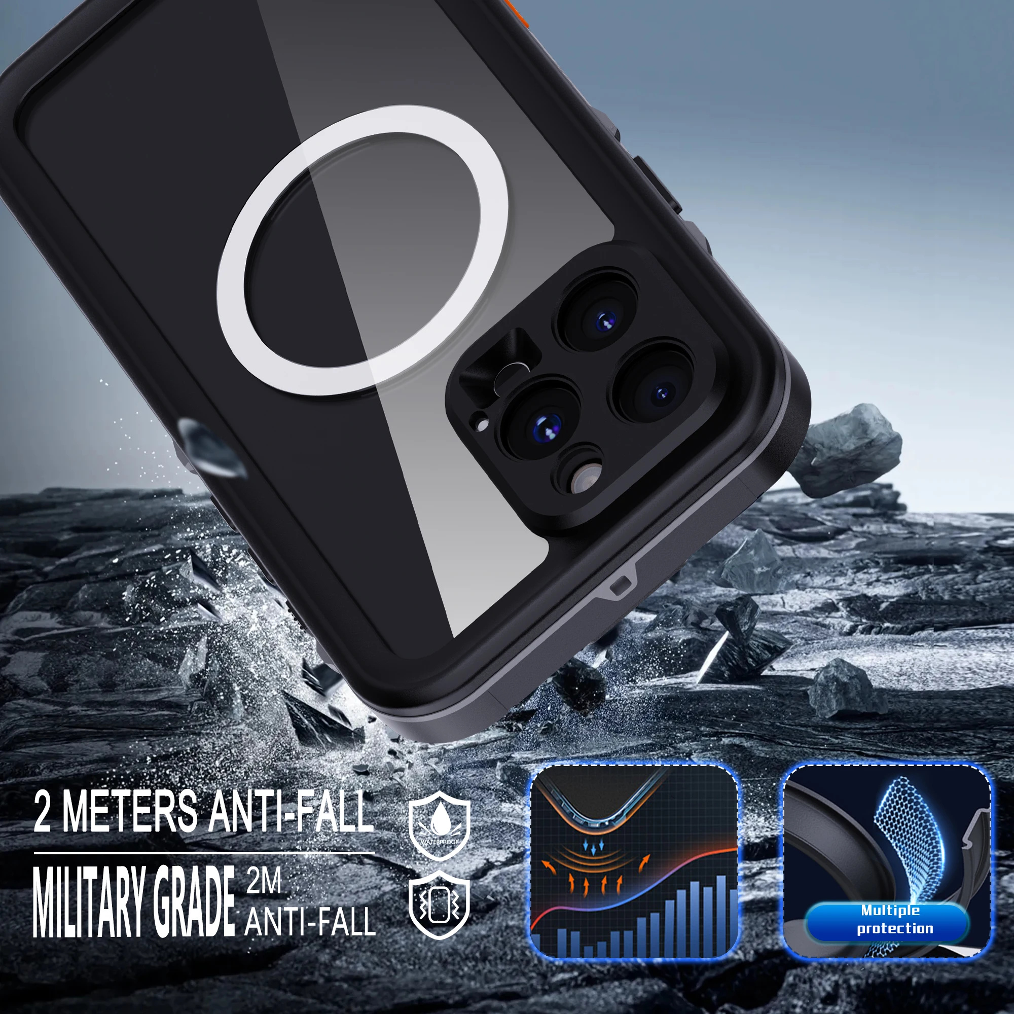 Shellbox Professional IP68 Waterproof, Shockproof, and Dustproof 360° Protective Phone Case