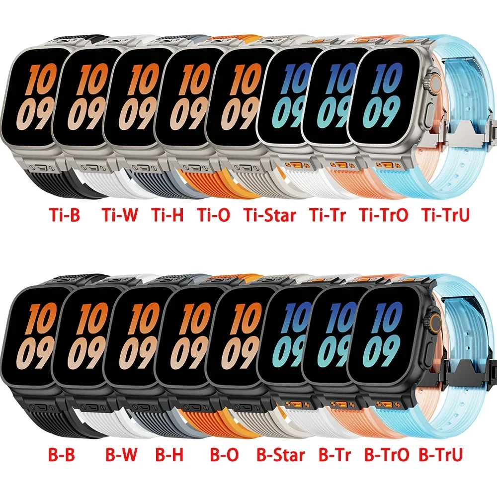 애플 워치용 투명 실리콘 스포츠 스트랩, 울트라 2 49mm 시리즈 9 8 7 45mm 44mm 밴드, 아이워치 6 5 4 3 Se 42mm 팔찌
