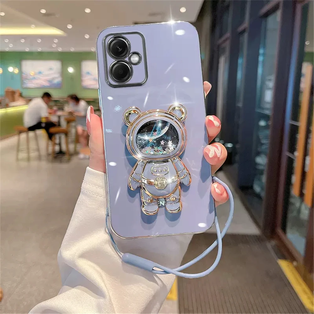 thumbnail image 1 of Quicksand Astronaut Bracket Phone Case For Xiaomi Redmi Note 13 Pro 4G 5G 13C Mi 13 Lite 13T Soft Silicone Plating Back Cover, 1 of 5