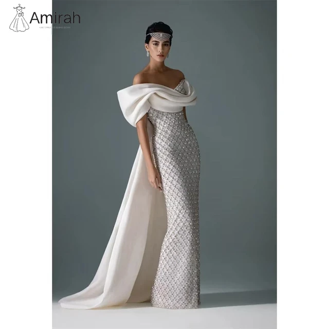 Amirah Fish Tail Wedding Dress Evening Dresses for Luxury Party Custom Made Elegant White Sequins Women's Prom Dress 2025 Woman 1