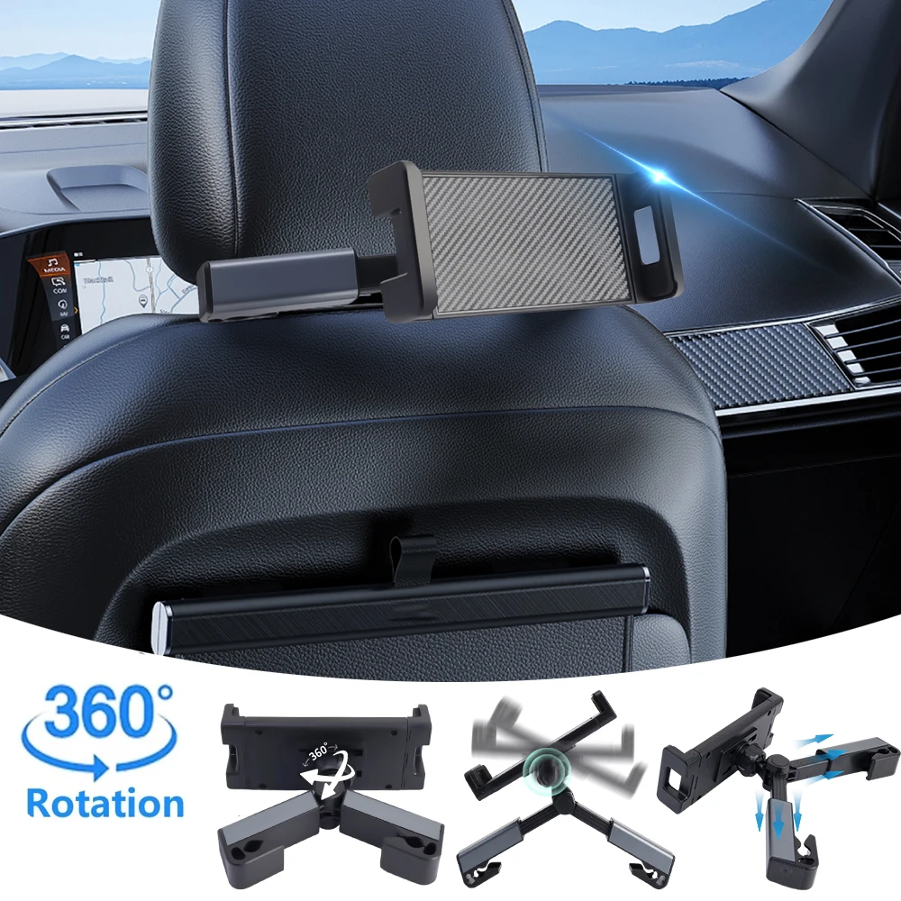 

Multifunction Car Headrest Hook Phone Holder Seat Back Hanger for Rear Seat Cradle Can Be Hidden Clips Headrest Tablet Mount