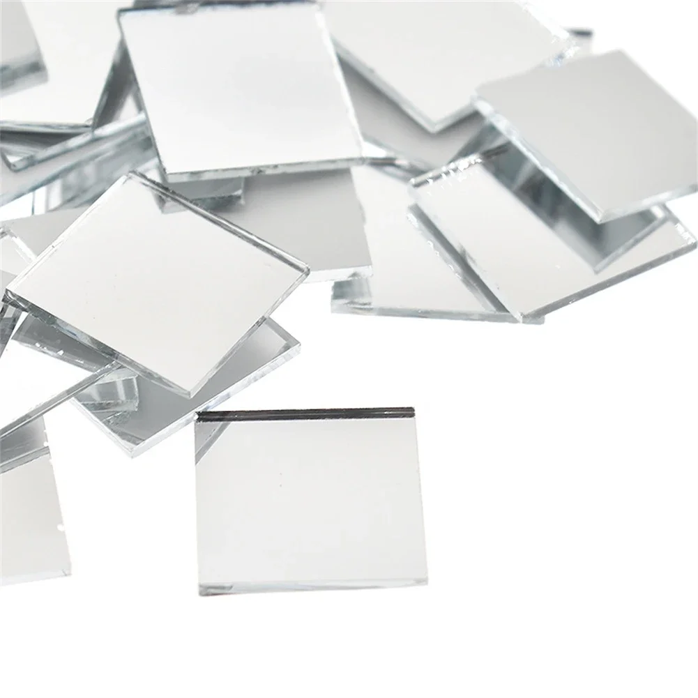 Self-Adhesive Glass Mini Square Mirror Mosaic Tiles Stickers Bathroom DIY Party Handmade Craft Home Decoration 100Pcs mirror wall sticker,mirror mosaic tiles