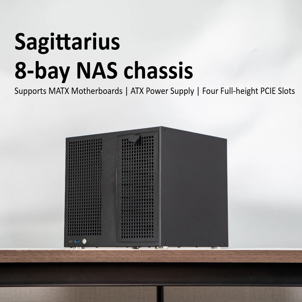 Sagittarius 8-bay NAS Case, Supports MATX Motherboards | ATX Power