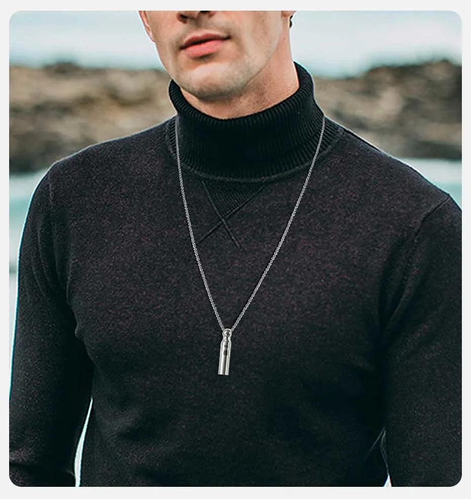 Vnox Herren Urnen-Anhänger-Halskette für Asche, Aschefläschchen-Zylinder aus Edelstahl, Parfümhalter-Halsband, Andenken-Geschenke – Detail 4