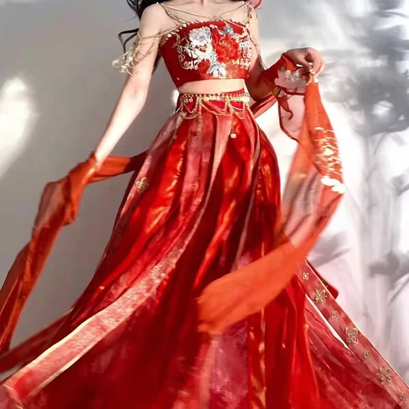 

2022 Ancient Chinese Hanfu Dress Women Halloween Fairy Cosplay Costume New Year Costume Tang Dynasty Red Hanfu Dress Plus Size