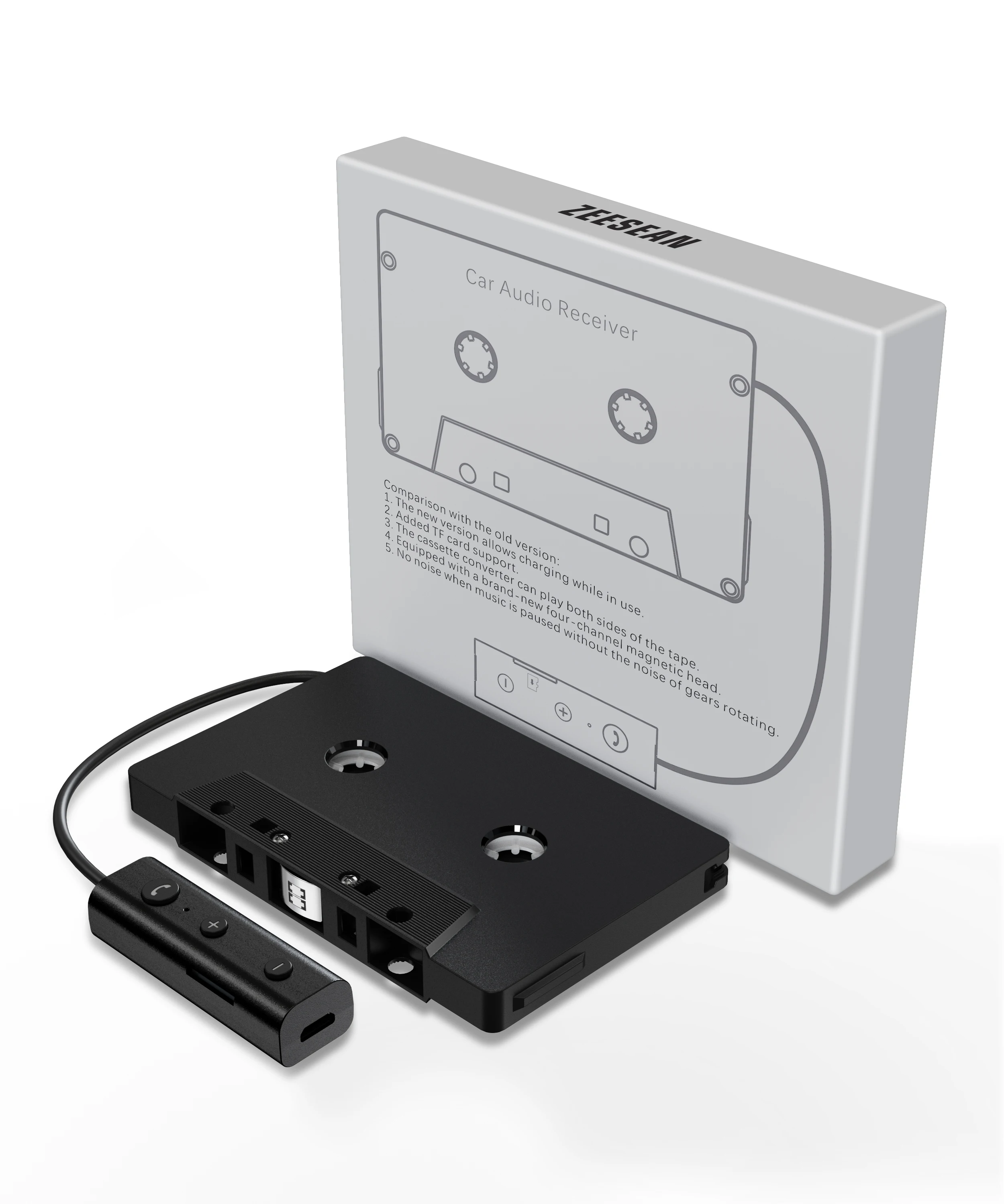 Bluetooth 5.0 Car Audio Stereo Cassete Veículo Tape Converter Trabalhar Enquanto o Carregamento Suporte tf Card Novo 2024 - Image 3
