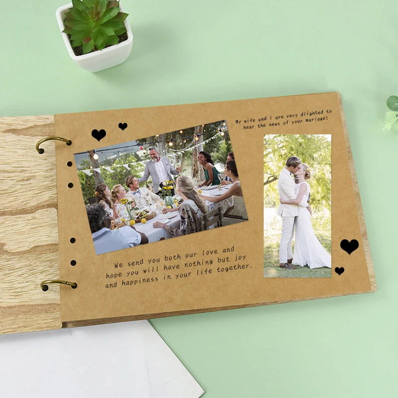 

30Pages Wooden Wedding Guest Book Couple's Photo Sign-in Book Rustic Wedding Decoration DIY Personalized Gift