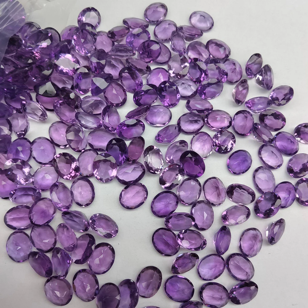 7X5mm 100% Natural Amethyst Loose Stone Oval Cut 0.75ct Purple Gemstone for Ring Earring Necklace DIY Jewelry Making Accessory loose gemstones
