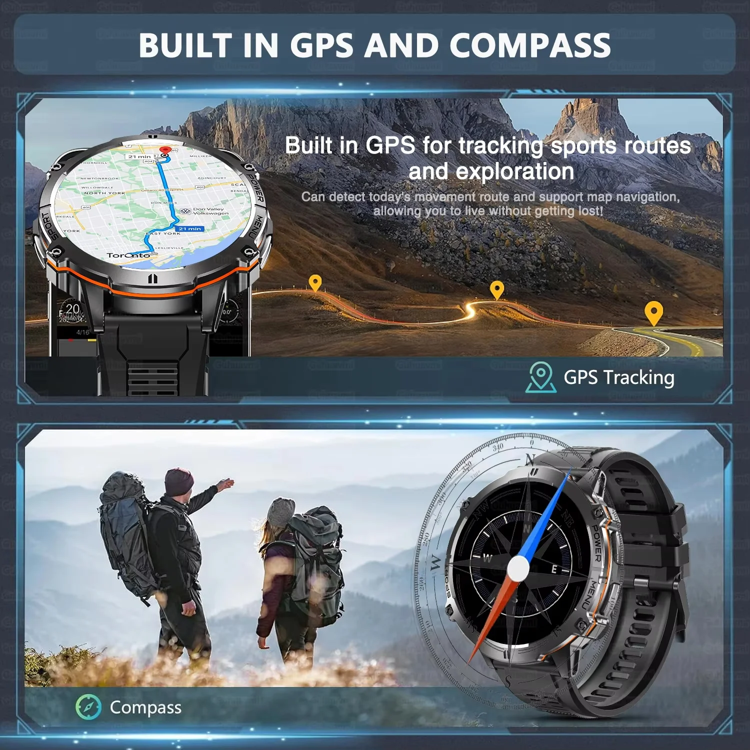 2026 Outdoor T-Rex3 Men GPS SmartWatch 1000mAh Battery HD AMOLED Screen Compass 10ATM Waterproof 100+Sports Bluetooth Call Watch 3