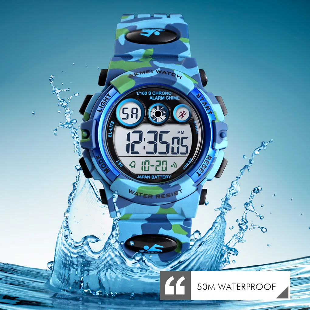 SKMEI 1547 Colorful LED+EL Lights relogio infantil Children's Sport Kids Watches Young And Energetic Dial Design 50M Waterproof 5