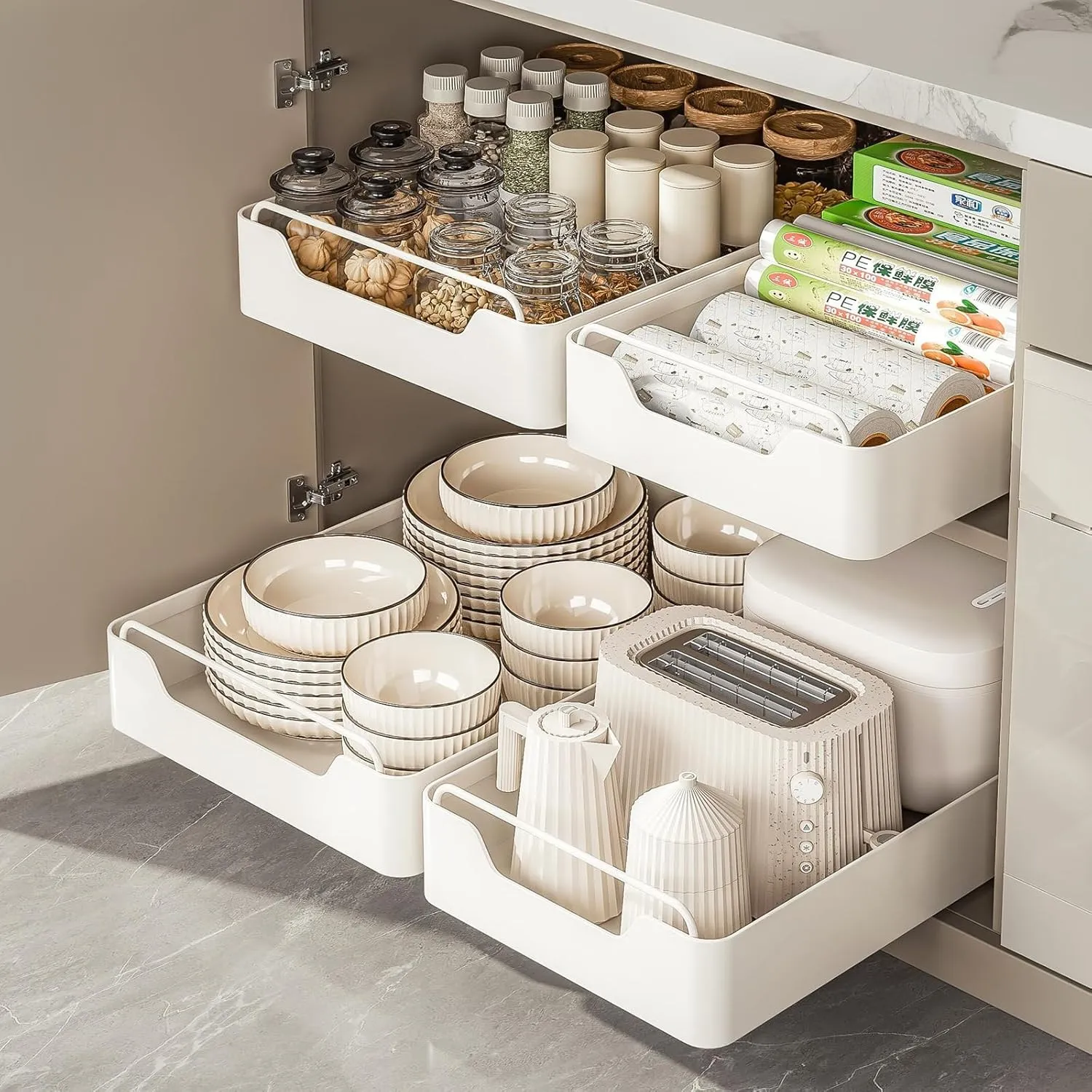 Storage Rack Drawer Type Kitchen Storage Rack Holder Large Capacity Durable Drawer Type Cabinet ...