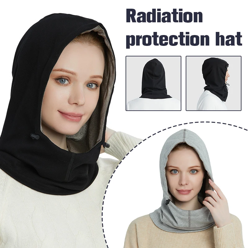 Unisex Anti-radiation Headgear Electromagnetic Radiation Protective Silver Fiber Hood Cap Protect Head EMF Shielding Sleeve Cap 2