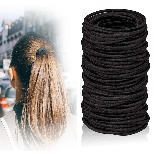 20 Boucles de Cheveux Noirs éPais)-Bandeau de Cheveux éLastique, Sans Pli,  éLastique en Coton Grand éLastique, Sans Trace de Support pour Queue de  Cheval