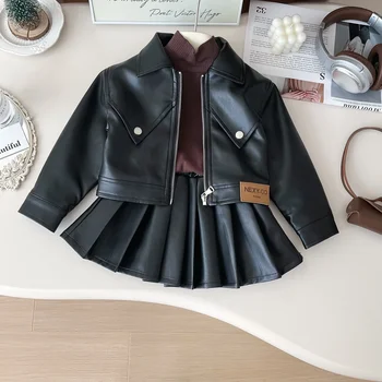 Girls Leather Skirt Set 1