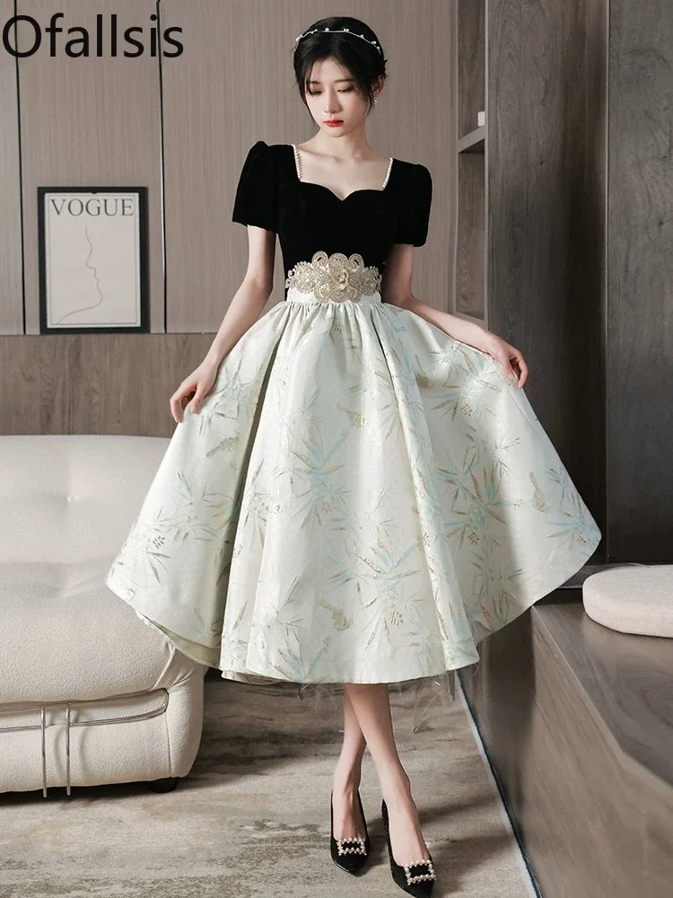 

Женское вечернее платье с пышными рукавами Ofallsis, французское платье с квадратным вырезом, роскошное платье с фонариками, лето 2023