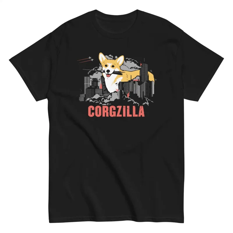 

CorgzillaAnimeGraphicT-shirtsforMenClothingWomenShortSleeveTeesVintageHighQuality100 % хлопок