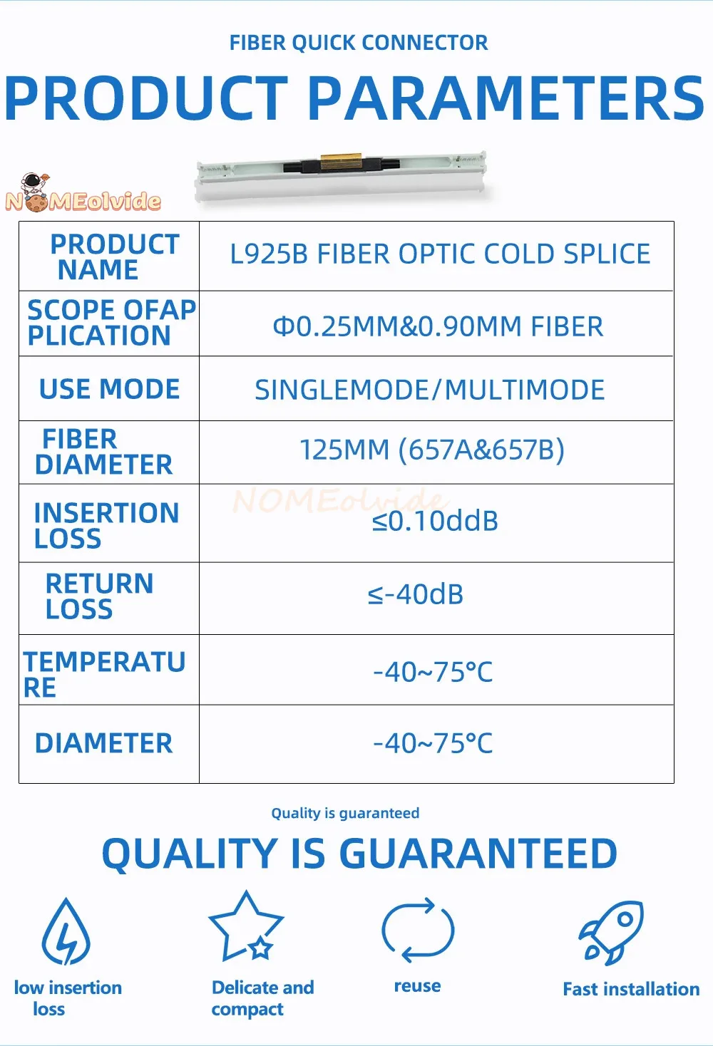 L925BP 드롭 케이블 FTTH 광섬유 기계 스플라이스 광섬유 기계 스플라이스 고속 커넥터 콜드 스플라이스