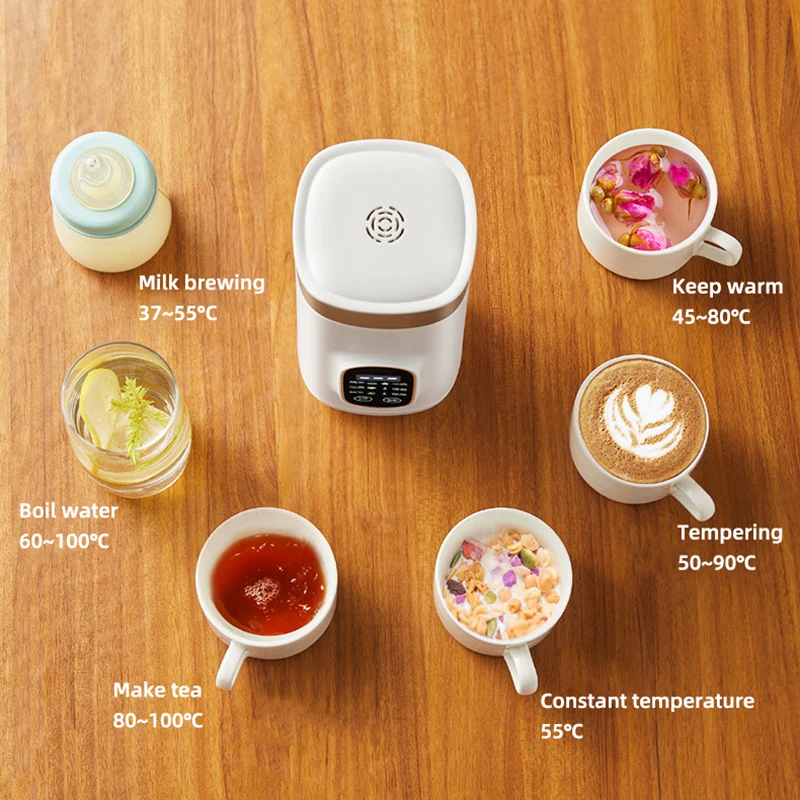 550ml Portable Electric Kettle Travel Heating Cup Multifunctional Boiled Water Pot Smart Teapot Adjustable Temperature Kettles 5