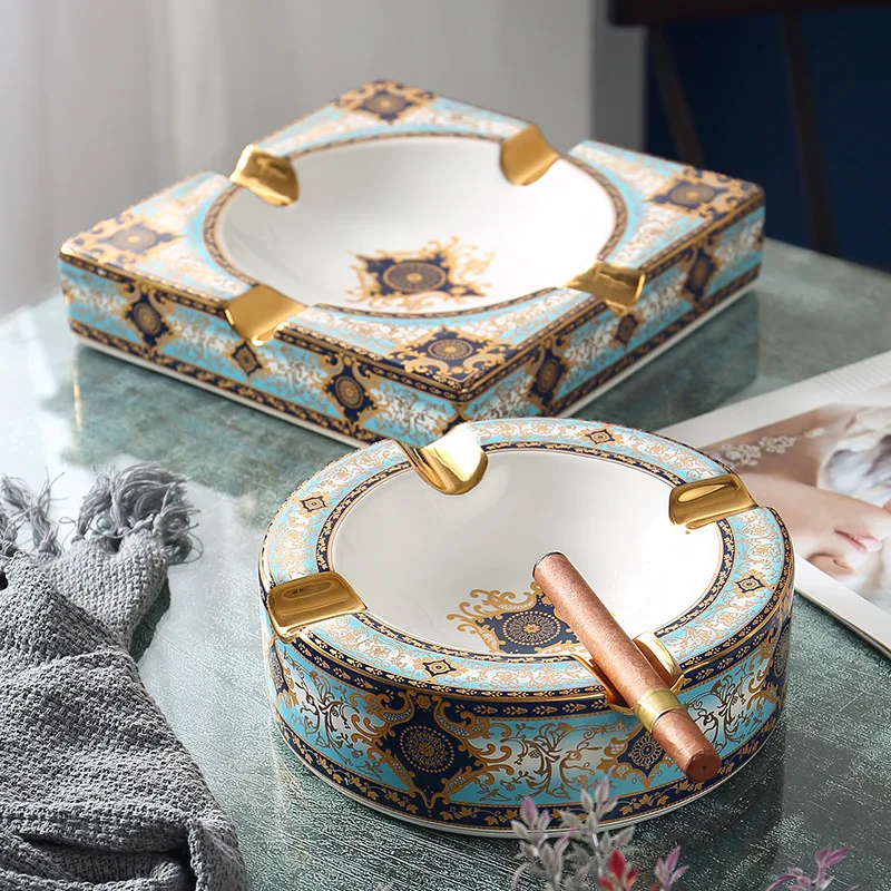 

Ceramic Portable Cigar Ashtray For Office Living Room Clubhouse European Style Home Furnishing Ornament Smoking Accessories