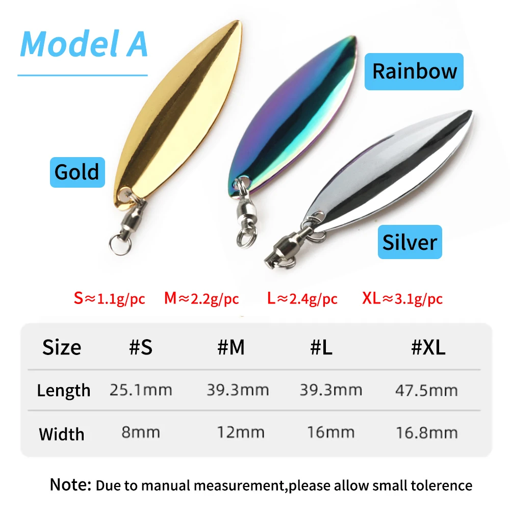 Elllv 10pcs Rainbow/Silver/Gold Fishing Metal Spoon Reflective Noisy Spoons  with Bearing Swivel for Spinner Bait VIB Jigs Lure