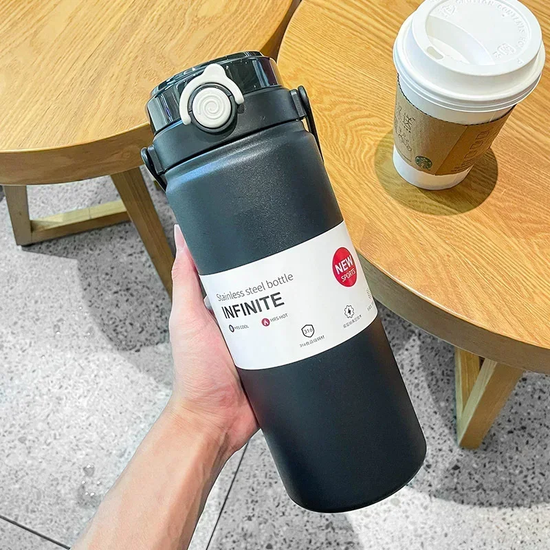 Hot 1.2L Large Capacity Thermo Bottle with Straw Stainless Steel Thermal Water Bottle Keep Cold and Thermos Cup Vacuum Flask