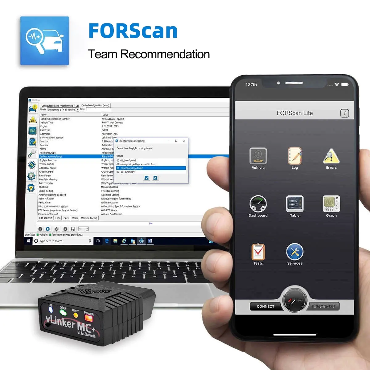2025 Vgate vLinker MC + OBD2 Scanner ELM327 V2.2 Bluetooth 3.0 4.0 OBD 2 BimmerCode FORScan Auto Car Diagnostic tools ELM 327 3