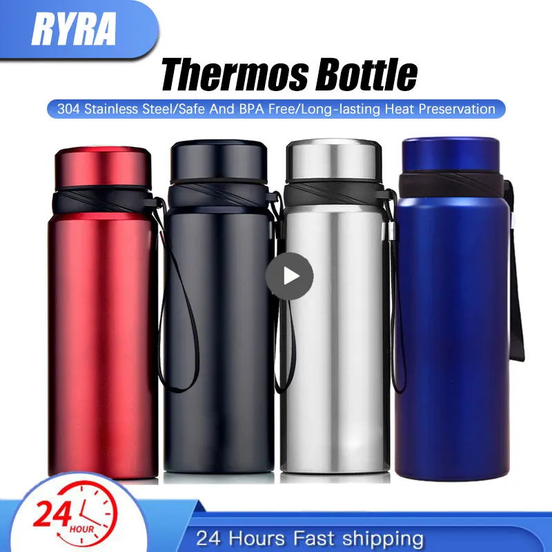 1000ml Insulated Water Bottle Hot And Cold Water Bottle Tea Coffee Thermos  Vacuum Bottle Stainless Steel Thermo For Winter Child - AliExpress