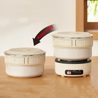 220V Multifunctional Electric Cook Pot Portable Electric Hot Pot Travel Folding Pot Mini Non-stick Fry Pot 2L Home Rice Cooker 2