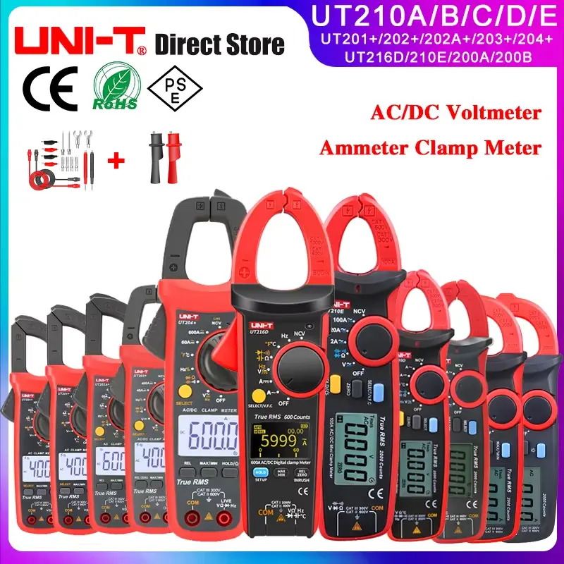 UNI-T UT210E UT202A UT204 Plus Clamp Meter AC/DC Digital Voltmeter Ammeter Pliers Multimeter Professional Electrical Multitester image 1