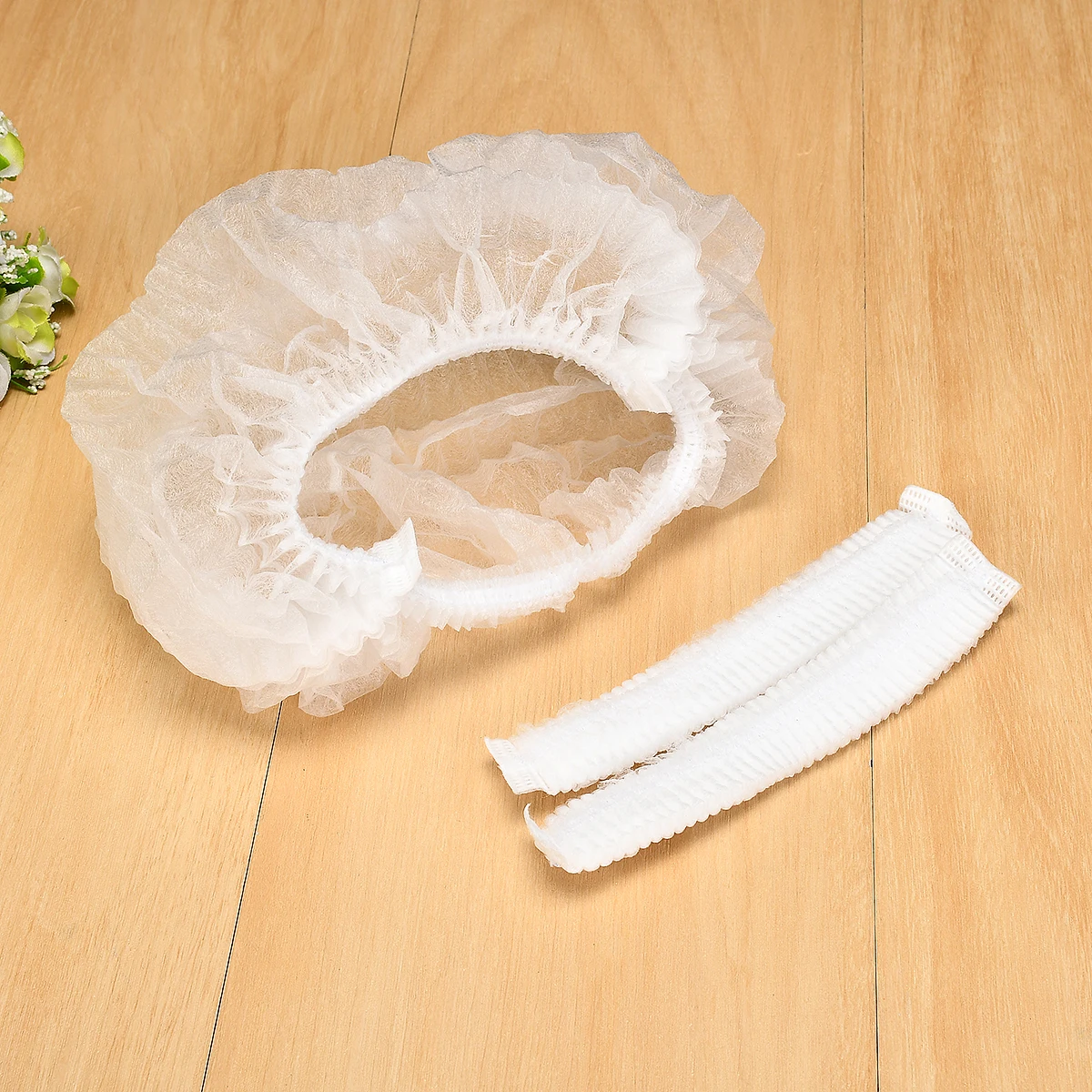 Pack of 50， 21-inch Disposable Non-woven Fabric Shower Cap Dustproof Breathable Headgear Beauty Salon Hair Cap 4