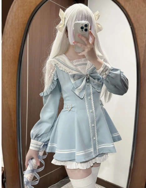 ワンピース BAU by Bride And You LOLA Sailor collar pin tucked long dres BAU by Bride And You LOLA Sailor collar pin tucked long dres