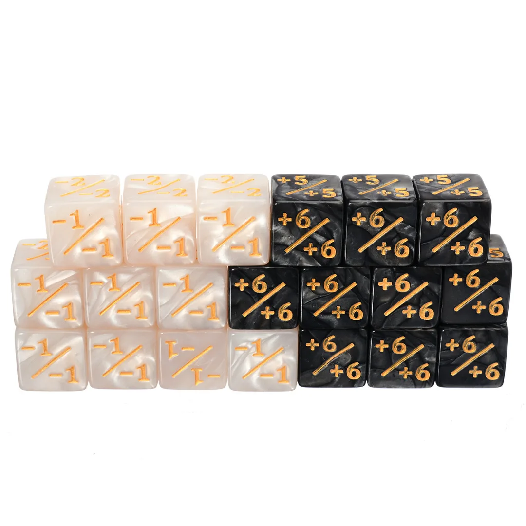 16mm 6 Side Dice Counters + 1/-1 Dice 10Pcs Kids Toy Counting for Magic The Gathering Game Counting