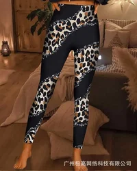 Leopard Print High Waist Fleece Lined Leggings Women Sexy Slim Skinny Ankle Length Fashion Casual Pencil Pants Leggings