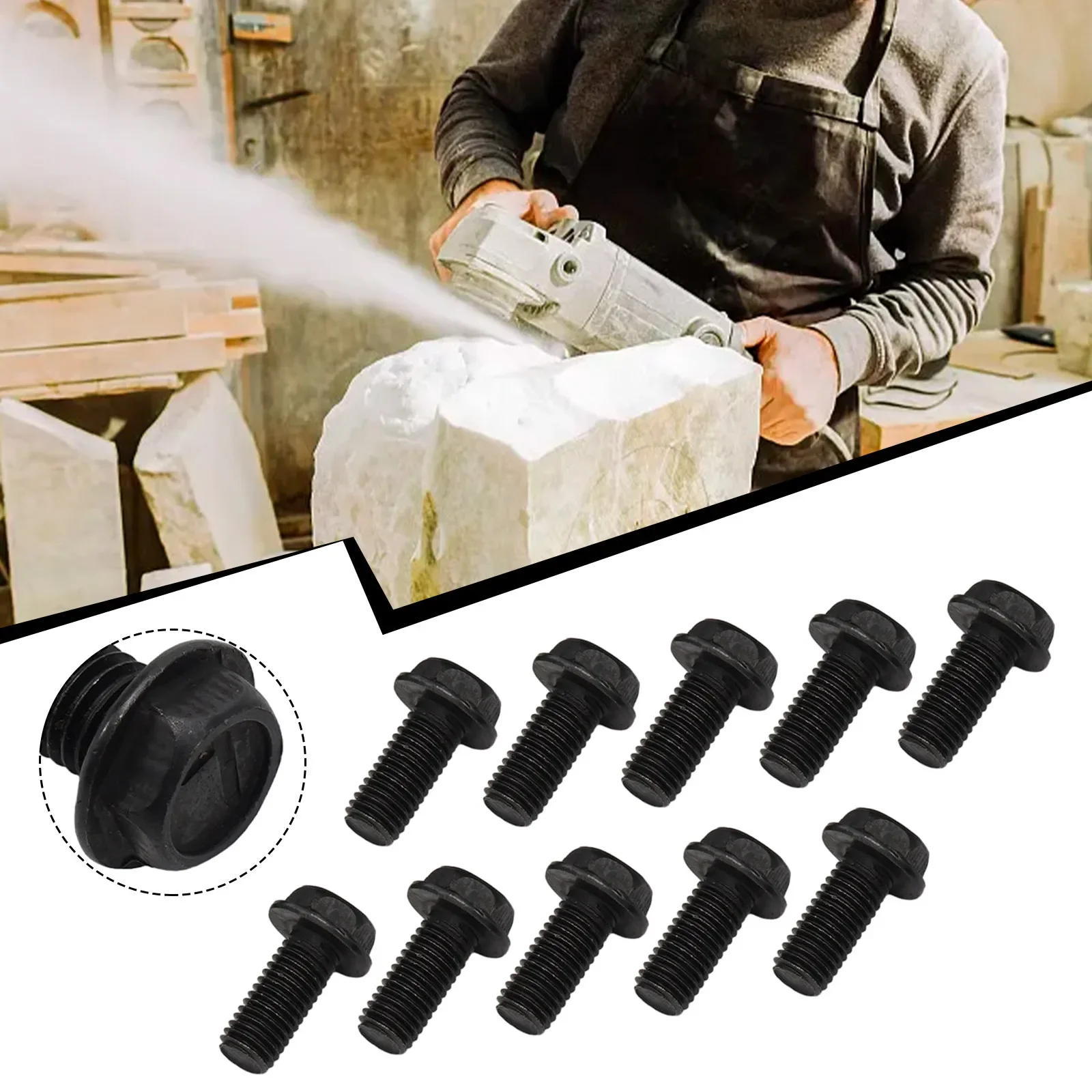 10pcs Saw Blade Screw M8 M7 M6 Left Hand Thread Hex Flange For Cutting Machine Fasteners Replacement Power Tool Accessories
