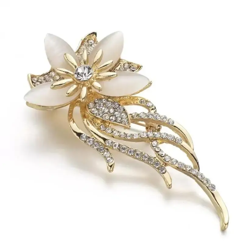 1 Pcs Crystal Flower Brooch Imitation Pearls Rhinestones Bridal Wedding Banquet Gift Jewelry Accessories Gifts Fashion 브로치