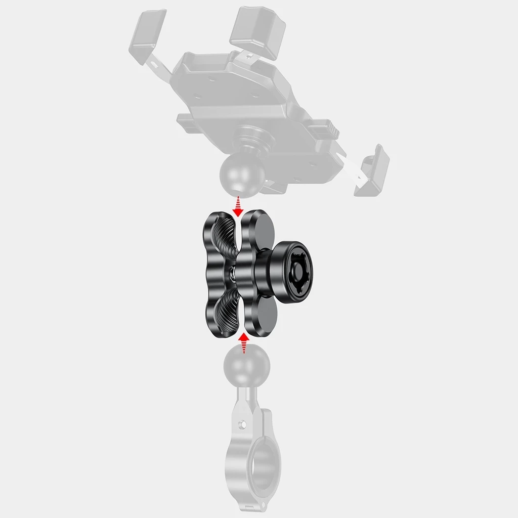 Bras à Clip Papillon Double Support Pour Photographie Sous-Marine - Rotation 360°, Compatible Boule 2.5cm - Alliage Aluminium - 12