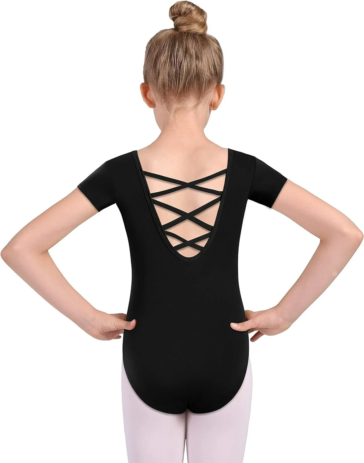 Girl's Ballet Dance Leotard Crisscross Back Short Sleeve Leotards children dance leotards gymnastics dancewear sets gymnastics unitard Toddler Dancewear Gymnastic Outfits