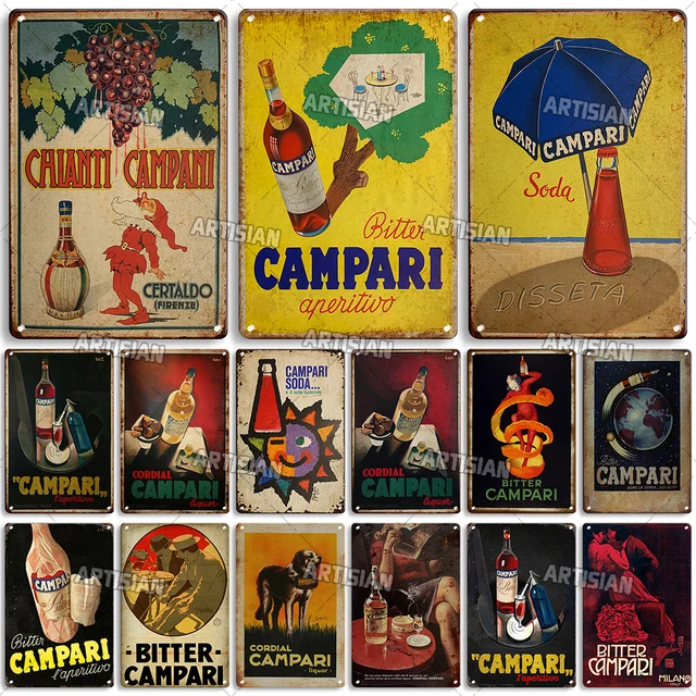 ARTISIAN Vintage Campari Decorative Poster Classic Metal Tin Sign Alcohol  Metal Plaque Home Man Cave Studio Wall Decor Sign - AliExpress