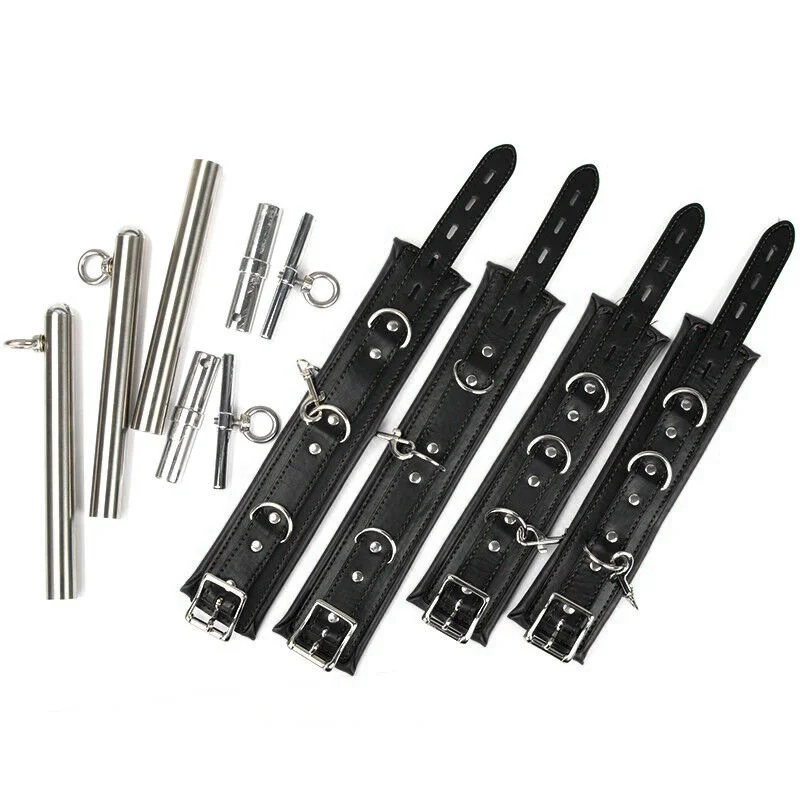 Bdsm Bondage Set Stainless Steel Spreader Bar And Restraints_voghion.com