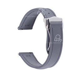 Enhanced Quick Release Universal FKM Rubber Watch Strap, Multi - Size Adjustable Bracelet - 21mm (Grey)