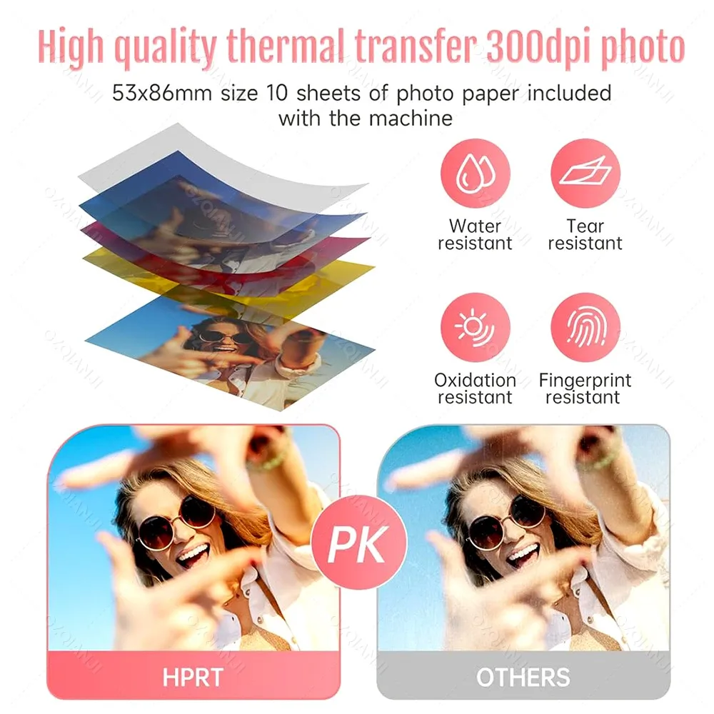 300dpi Bluetooth Color Photo Printer Portable Mini Pocket With DIY Share Photo Picture принтер Work Home Machine 2x3 inch Paper