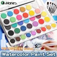 Marie's Watercolor Paint Set in 12/16/28/36 Colors with a Paint Brush for Painting,Writing for Adults, Artists, Students 1