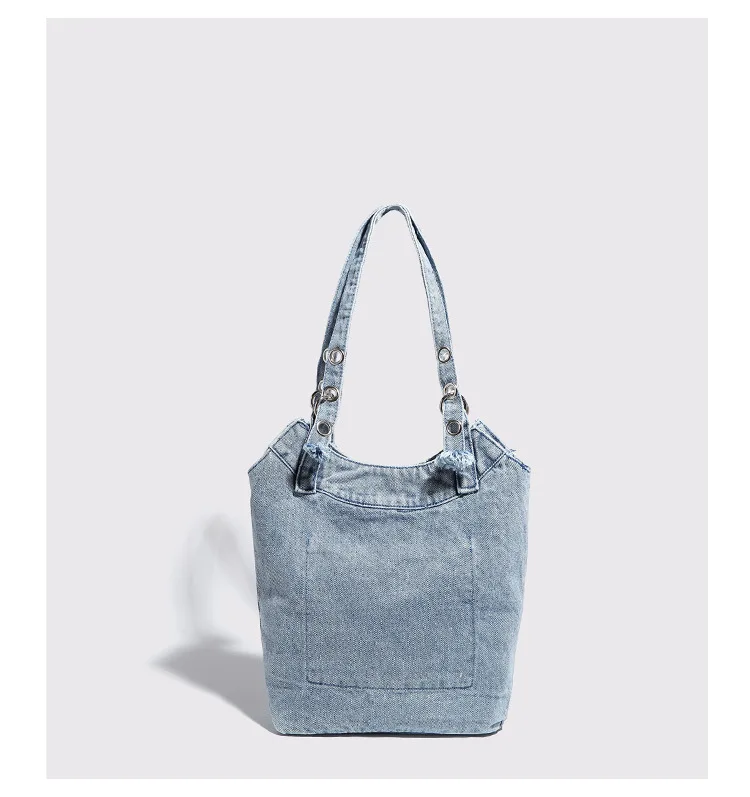 Washed Denim Underarm Bag Retro Trend, Fashionable Patchwork Shoulder Bag, Versatile Women's Bag Commuting Handbags for Ladies